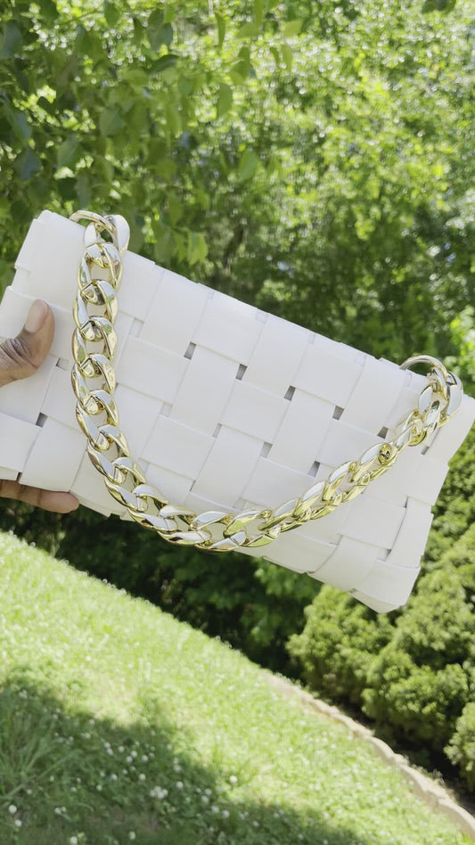 White Woven Hand Bag