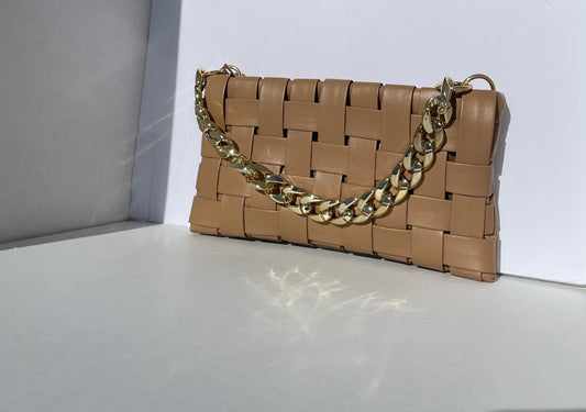 Tan Woven Hand Bag