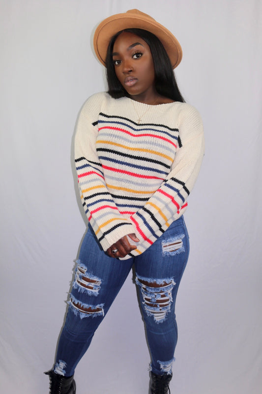 "Lines Don't Lie" Multi Striped Sweater